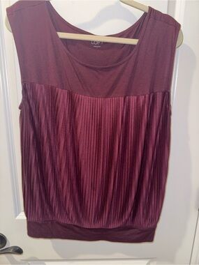 LOFT Pleated Sleeveless Tank in Deep Wine